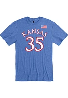 Zuby Ejiofor Kansas Jayhawks Blue Basketball Name and Number Short Sleeve Player T Shirt