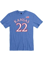 Dillon Wilhite Kansas Jayhawks Blue Basketball Name And Number Short Sleeve Player T Shirt