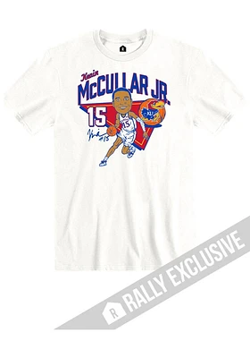 Kevin McCullar Jr Kansas Jayhawks White Caricature Basketball Short Sleeve Fashion Player T Shirt