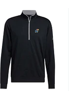 Rally Kansas Jayhawks Mens Black Adidas Golf Primary Team Logo Long Sleeve Qtr Zip Pullover
