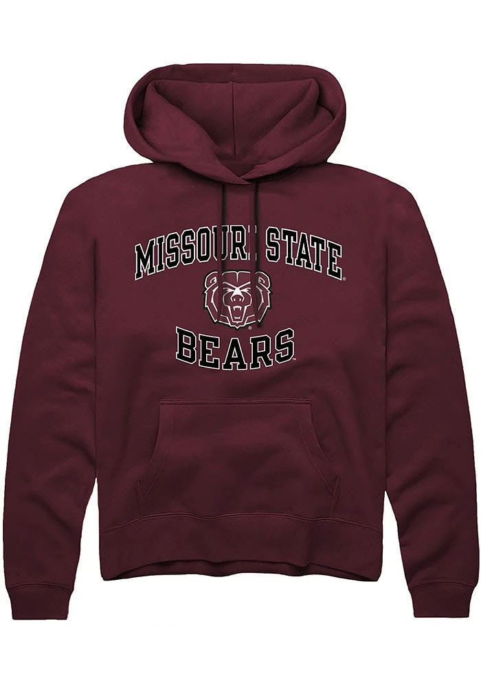 Rally Missouri State Bears Mens Maroon Number One Graphic Long Sleeve Hoodie