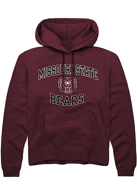 Rally Missouri State Bears Mens Maroon Number One Graphic Long Sleeve Hoodie