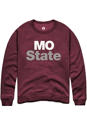 Rally Missouri State Bears Mens Maroon Nickname Long Sleeve Crew Sweatshirt