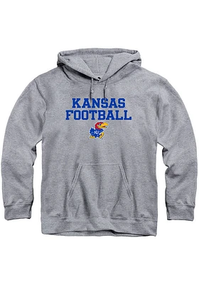 Rally Kansas Jayhawks Mens Grey Football Stacked Long Sleeve Hoodie