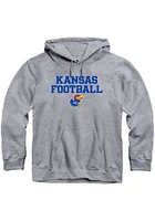 Rally Kansas Jayhawks Mens Grey Football Stacked Long Sleeve Hoodie