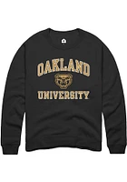Rally Oakland University Golden Grizzlies Mens Black Number One Graphic Long Sleeve Crew Sweatshir..