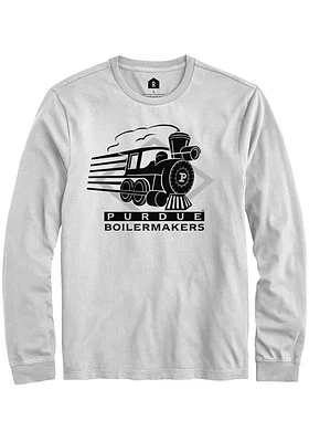 Rally Purdue Boilermakers White Vault Moving Train Long Sleeve T Shirt