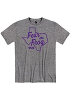 Rally TCU Horned Frogs Grey Fear The Frog Snow Heathered Short Sleeve Fashion T Shirt