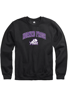 Rally TCU Horned Frogs Mens Black Arch Mascot Long Sleeve Crew Sweatshirt