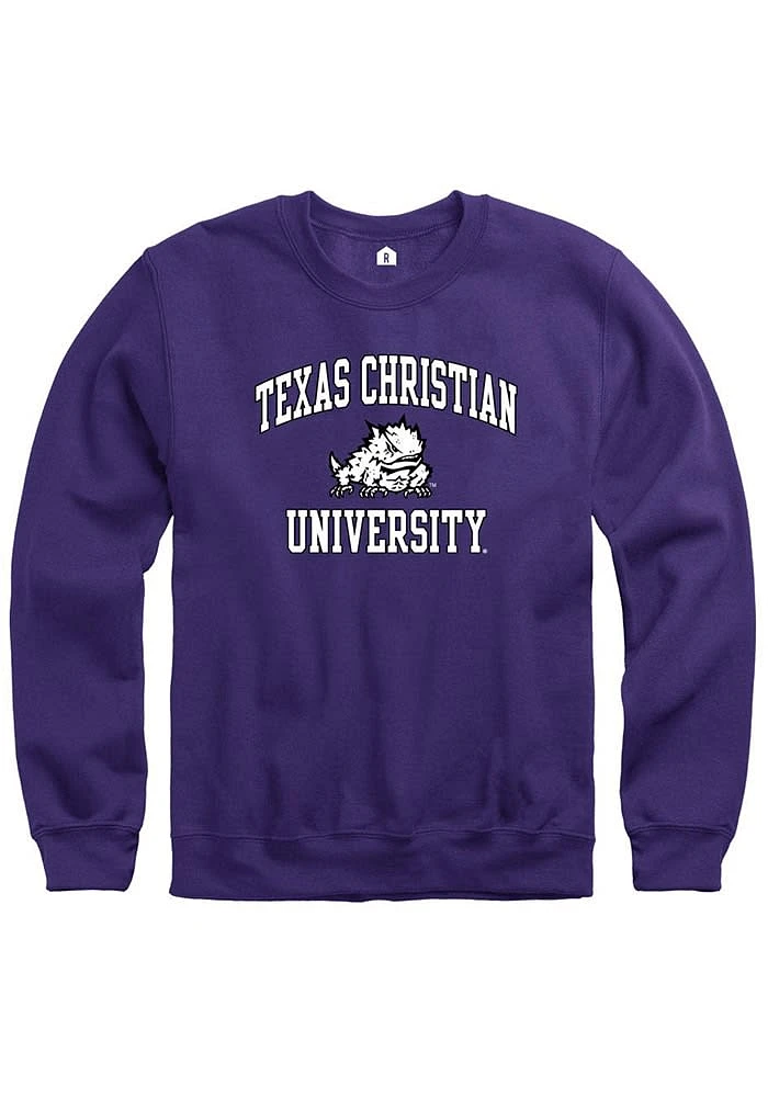 Rally TCU Horned Frogs Mens Purple Number One Long Sleeve Crew Sweatshirt