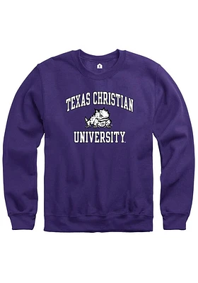 Rally TCU Horned Frogs Mens Purple Number One Long Sleeve Crew Sweatshirt