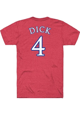 Gradey Dick Kansas Jayhawks Red Basketball Player Name and Number Short Sleeve T Shirt