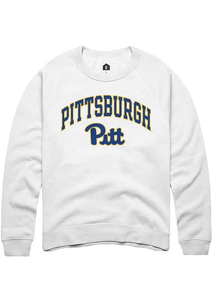 Rally Pitt Panthers Mens White Arch Mascot Long Sleeve Crew Sweatshirt
