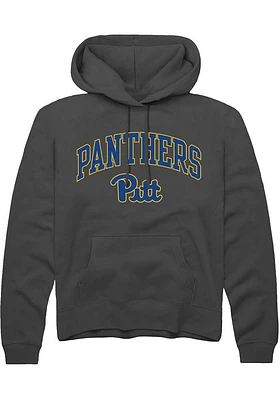 Rally Pitt Panthers Mens Charcoal Arch Mascot Long Sleeve Hoodie