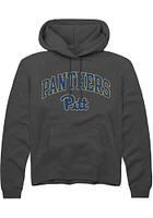 Rally Pitt Panthers Mens Charcoal Arch Mascot Long Sleeve Hoodie