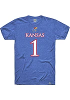 Kenny Logan Jr. Kansas Jayhawks Blue Football Name and Number Short Sleeve Player T Shirt