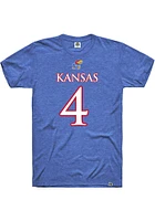 Devin Neal Kansas Jayhawks Blue Football Name and Number Short Sleeve Player T Shirt