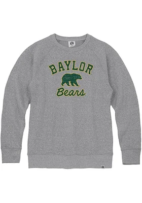 Rally Baylor Bears Mens Grey Number One Triblend Long Sleeve Fashion Sweatshirt