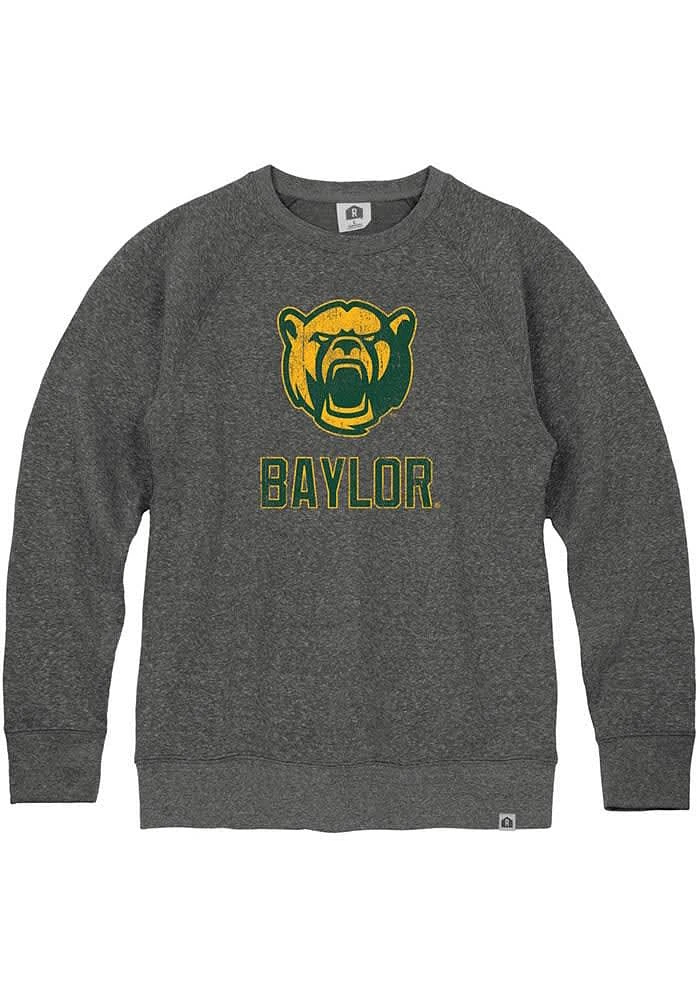 Rally Baylor Bears Mens Black Name Drop Triblend Long Sleeve Fashion Sweatshirt