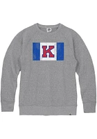 Rally Kansas Jayhawks Mens Grey Distressed Flag Triblend Long Sleeve Fashion Sweatshirt