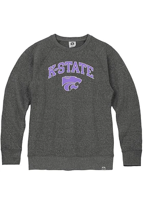 Rally K-State Wildcats Mens Black Arch Mascot Triblend Long Sleeve Fashion Sweatshirt