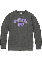 Rally K-State Wildcats Mens Black Arch Mascot Triblend Long Sleeve Fashion Sweatshirt