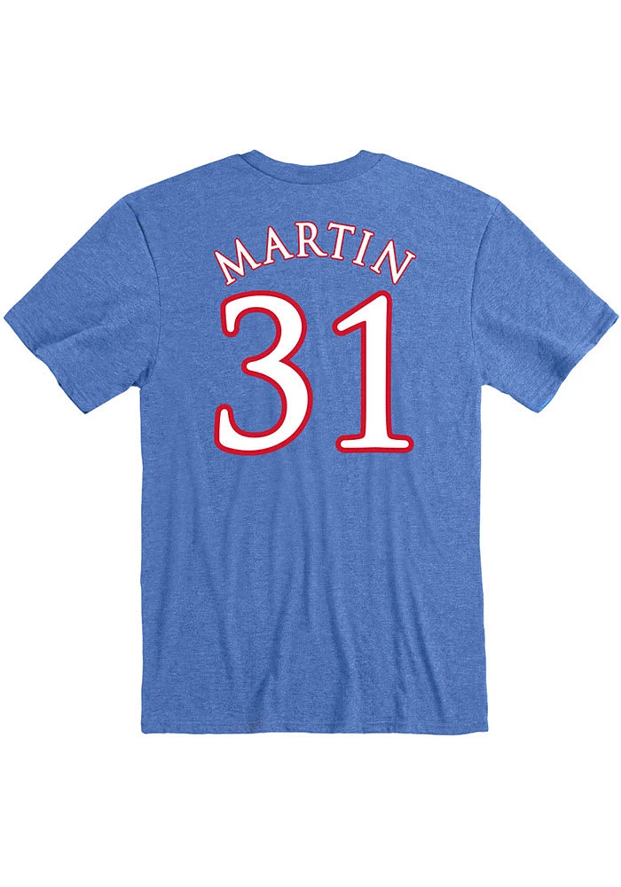 Cam Martin Kansas Jayhawks Blue Name and Number Short Sleeve Player T Shirt