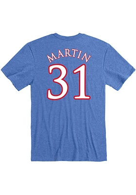 Cam Martin Kansas Jayhawks Blue Name and Number Short Sleeve Player T Shirt