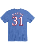 Cam Martin Kansas Jayhawks Blue Name and Number Short Sleeve Player T Shirt