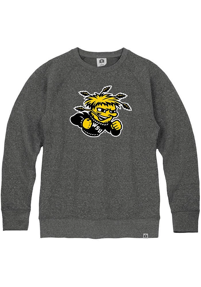 Rally Wichita State Shockers Mens Black Team Logo Triblend Long Sleeve Fashion Sweatshirt