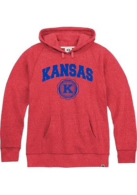 Rally Kansas Jayhawks Mens Red Arch Seal Triblend Fashion Hood