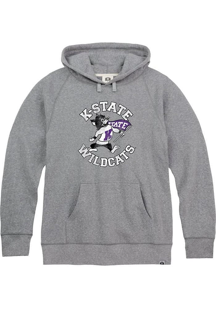 Rally K-State Wildcats Mens Grey Rounded Number One Willie Triblend Fashion Hood