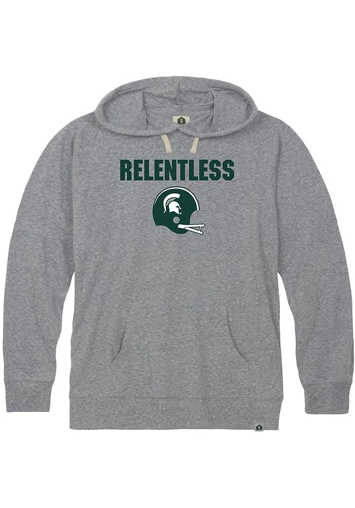 Rally Michigan State Spartans Mens Grey Relentless Helmet Triblend Fashion Hood