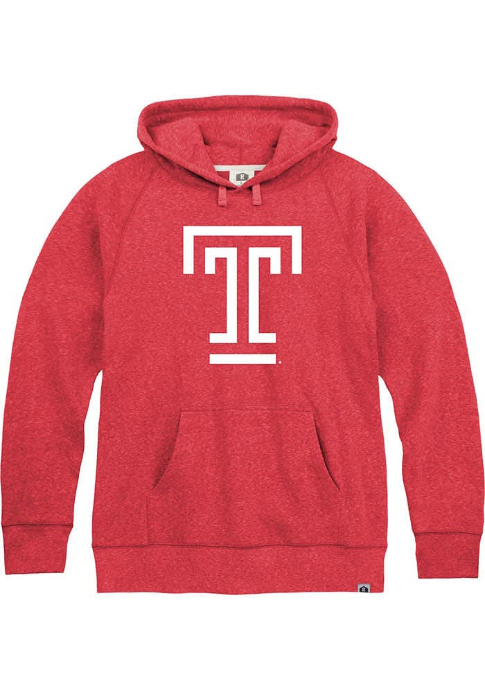 Rally Temple Owls Mens Red Vault Logo Fashion Hood