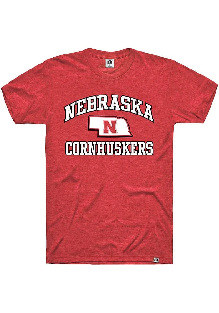 Rally Nebraska Cornhuskers Red Number One Graphic State Short Sleeve Fashion T Shirt