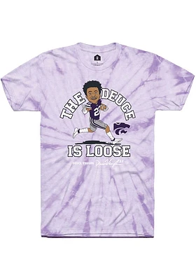 Deuce Vaughn K-State Wildcats Lavender Caricature Football Tie Dye Short Sleeve Fashion Player T S..