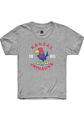 Rally Kansas Jayhawks Youth Grey 29 Jayhawk Circle Short Sleeve Fashion T-Shirt