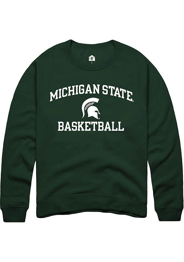 Rally Michigan State Spartans Mens Green Number One Graphic Basketball Long Sleeve Crew Sweatshirt