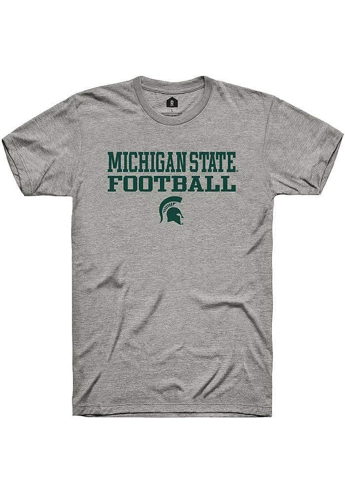 Rally Michigan State Spartans Grey Stacked Football Short Sleeve T Shirt