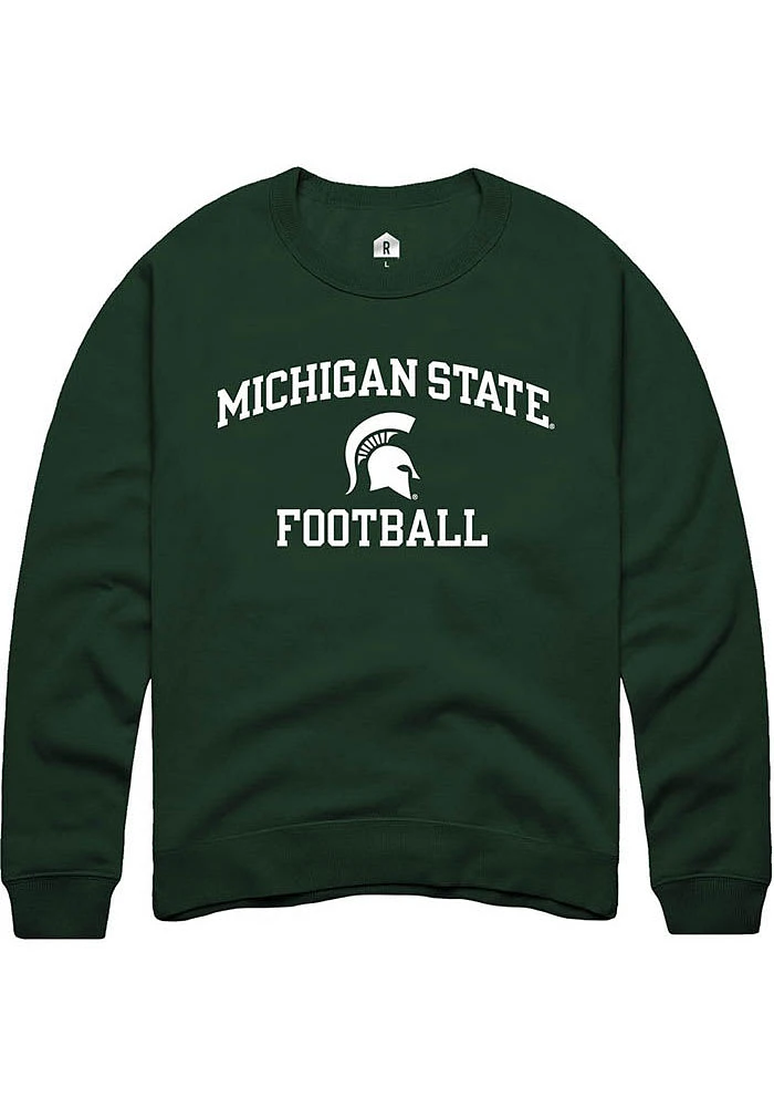 Rally Michigan State Spartans Mens Green Number One Graphic Football Long Sleeve Crew Sweatshirt