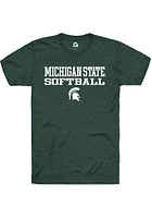 Rally Michigan State Spartans Green Stacked Softball Short Sleeve T Shirt