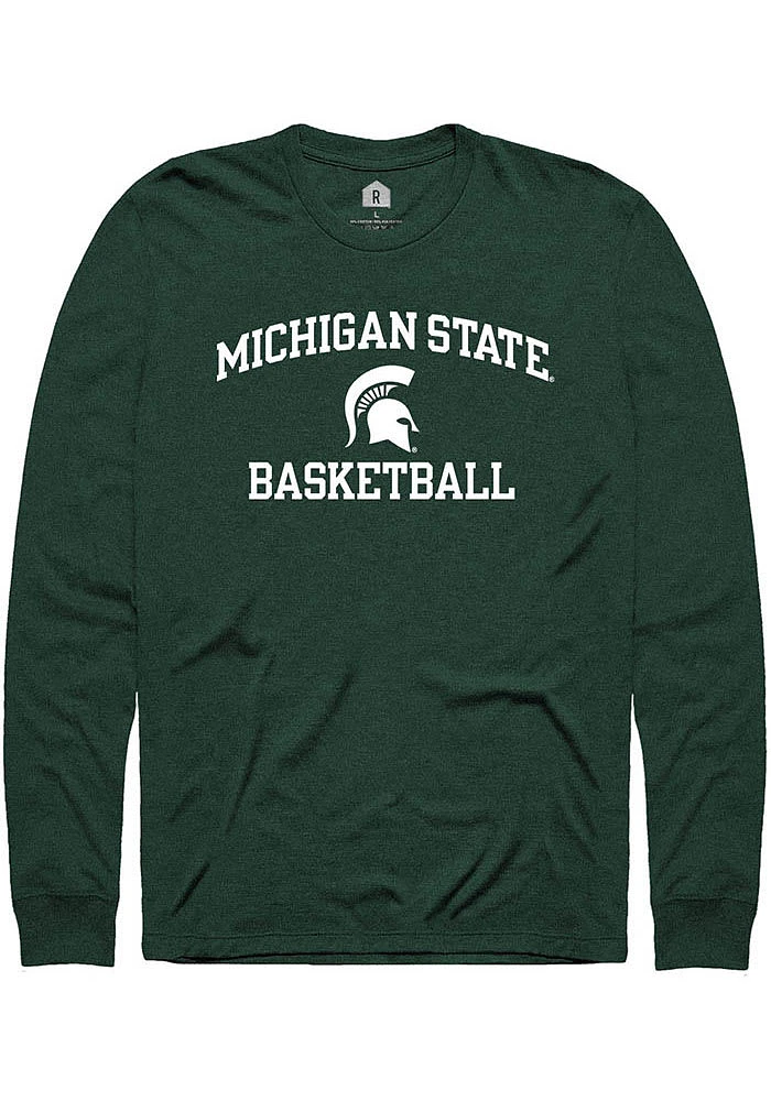 Rally Michigan State Spartans Green Number One Graphic Basketball Long Sleeve T Shirt
