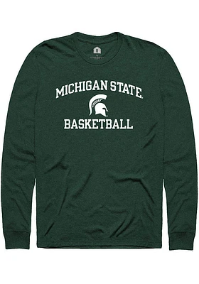 Rally Michigan State Spartans Green Number One Graphic Basketball Long Sleeve T Shirt
