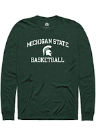 Rally Michigan State Spartans Green Number One Graphic Basketball Long Sleeve T Shirt