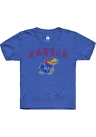 Rally Kansas Jayhawks Youth Blue Arch Mascot Short Sleeve T-Shirt
