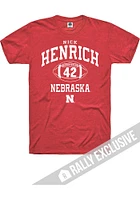 Nick Henrich  Nebraska Cornhuskers Red Rally Football Player Name And Number Short Sleeve T Shirt