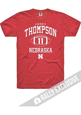 Casey Thompson  Nebraska Cornhuskers Red Rally Football Player Name and Number Short Sleeve T Shir..