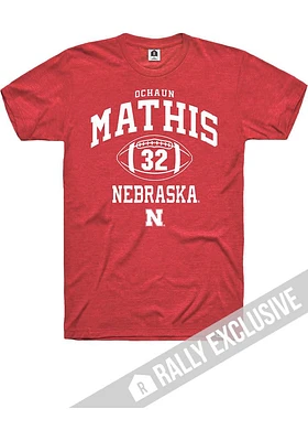 Ochaun Mathis  Nebraska Cornhuskers Red Rally Football Player Name And Number Short Sleeve T Shirt