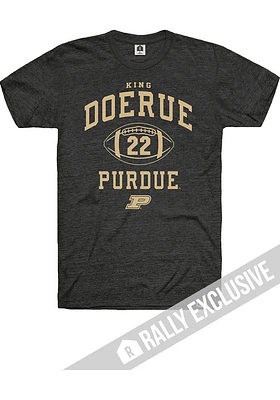 King Doerue  Purdue Boilermakers Black Rally Football Player Name and Number Short Sleeve T Shirt