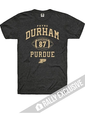 Payne Durham  Purdue Boilermakers Black Rally Football Player Name and Number Short Sleeve T Shirt